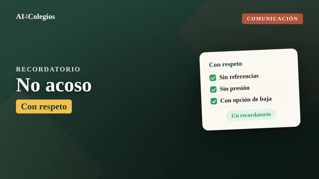 Comunicación responsable, Recordatorio no acoso